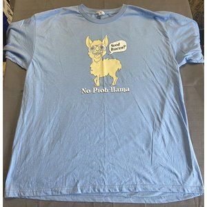 No Prob Llama Dentist Blue Graphic Crew Neck Tee Spectra XL